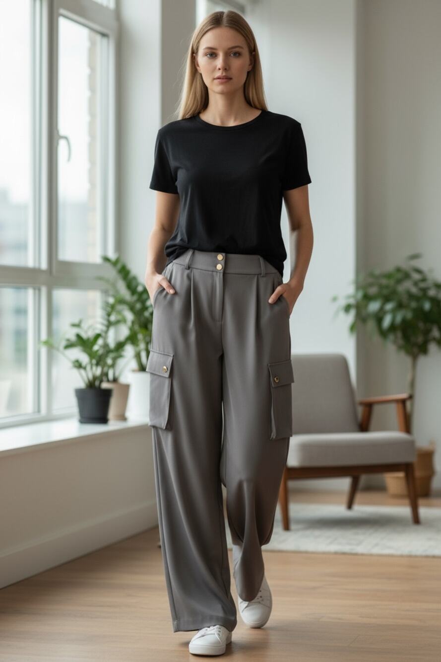 RAMY BROOK Pants NEW Size 00 Slate Gray $445 Rumer Wide Leg Cargo Pant Satin
